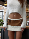 Color Block Buckle Mini Skirt