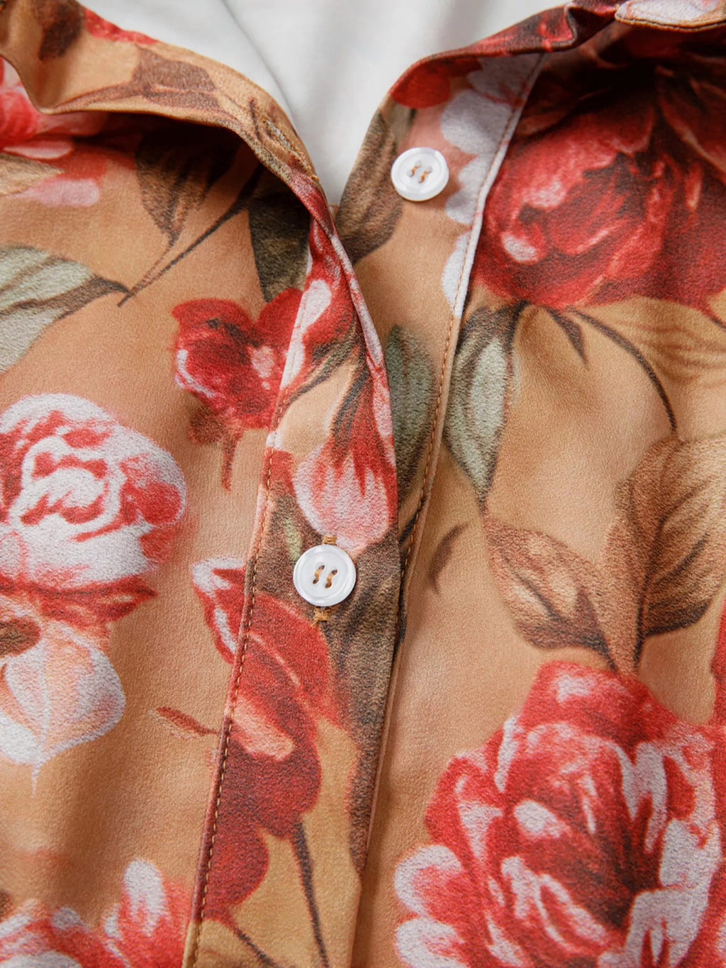 Floral Print Half Button Flounce Sleeve Ruffle Mini Dress