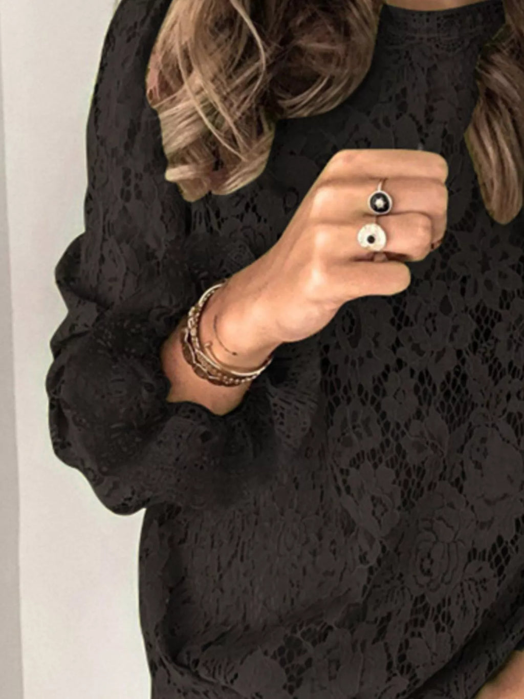 Full Size Lace Long Sleeve Blouse Plus Size