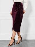 Side Tied Velvet Skirt