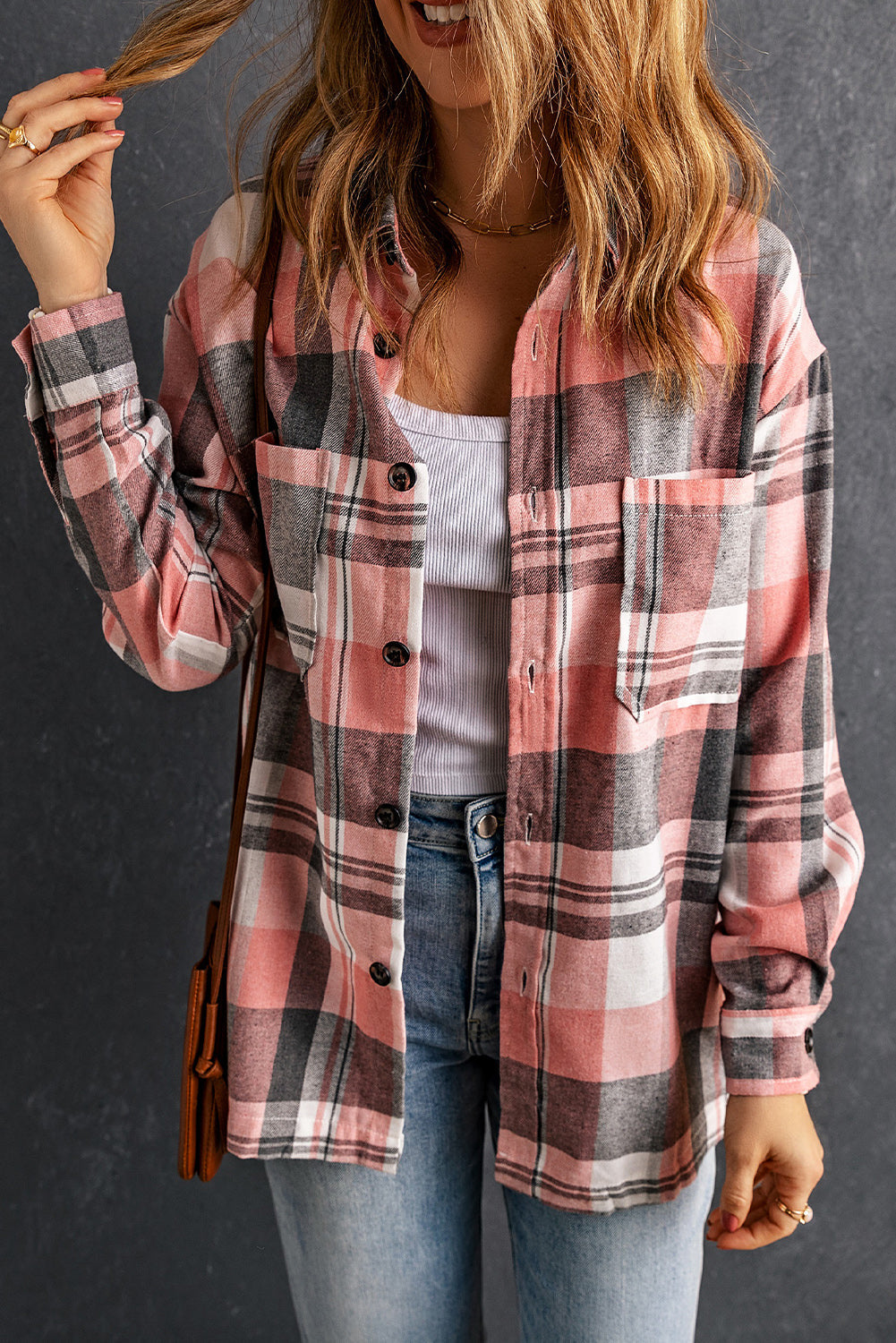 Oversized Plaid Shirt Jacket