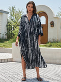 Rayon Tie Dyed Beach Blouse Sexy Robe Vacation Sun Protection Shirt Beach Cover Up