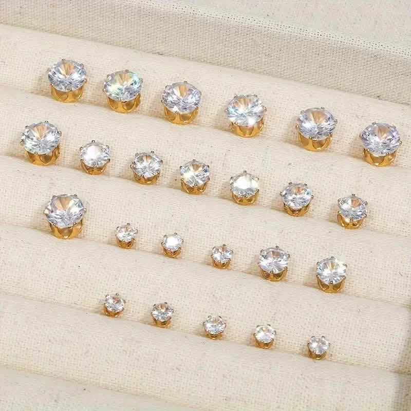 12-Pairs: Fashion Stainless Steel Stud Earrings