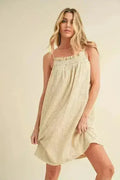 Aemi + Co Embroidered Trim Gauze Square Neck Mini Cami Dress