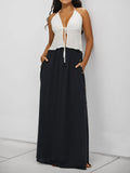 High Waist Maxi Skirt with Pockets