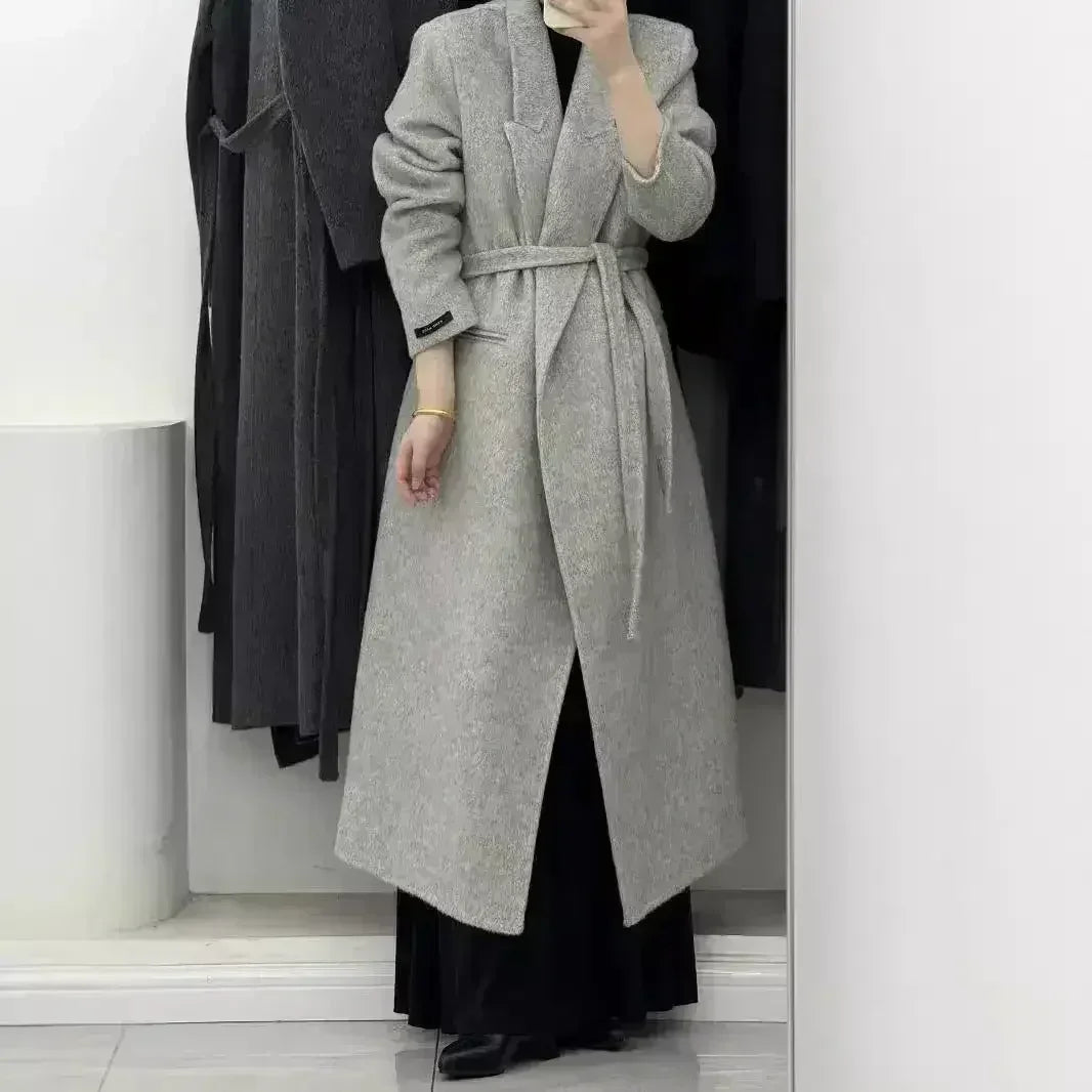 Angora Red Women's Loose Double-Sided Wool Overcoat – Elegant & Cozy