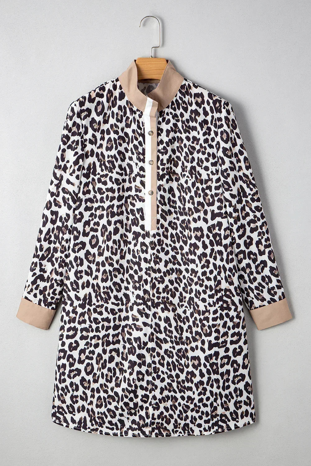 Multicolour Leopard Print Patchwork Collar Flowy Mini Dress
