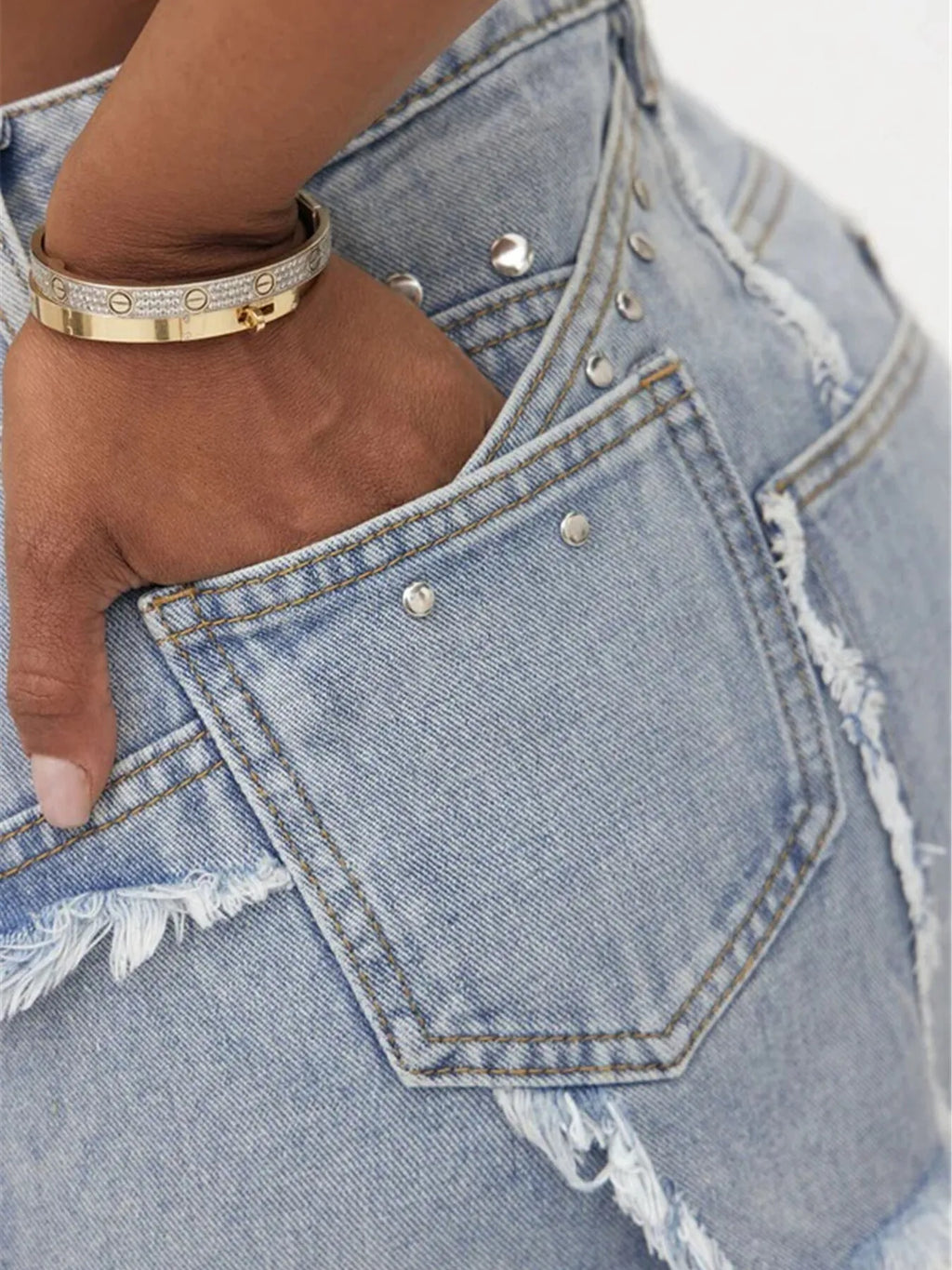 Raw Hem Denim Mini Skirt