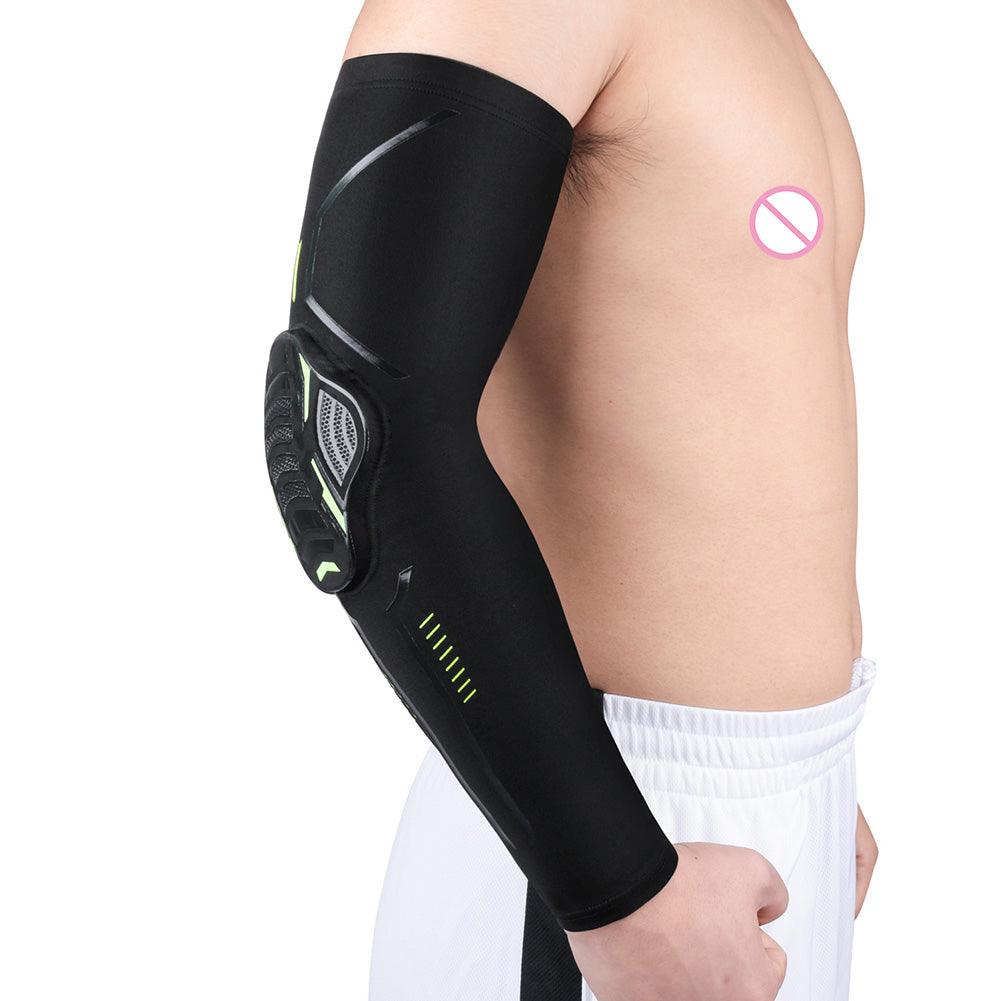 1PC Sport Black Arm Guard Compression Sleeves Sports Fitness Elastic Elbow Protective Pad Outdoor Basketball Football Sleeves For UV Summer Sun Protection Men Athletic Arm Cover