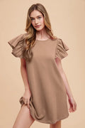 Annie Wear Round Neckline Ruffle Sleeve Relaxed Knit Dress