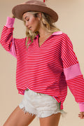 Striped Contrast Knit Top