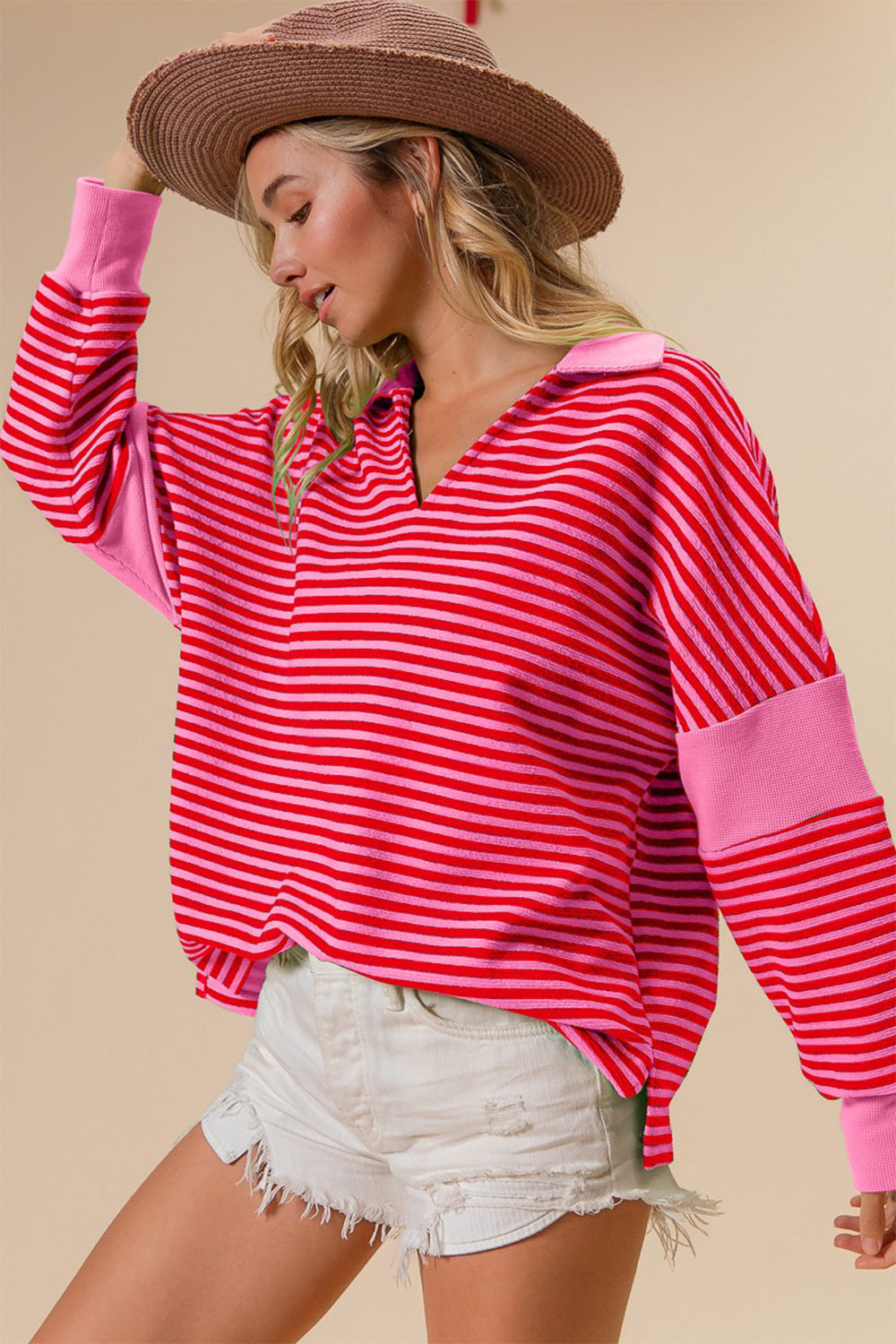 Striped Contrast Knit Top