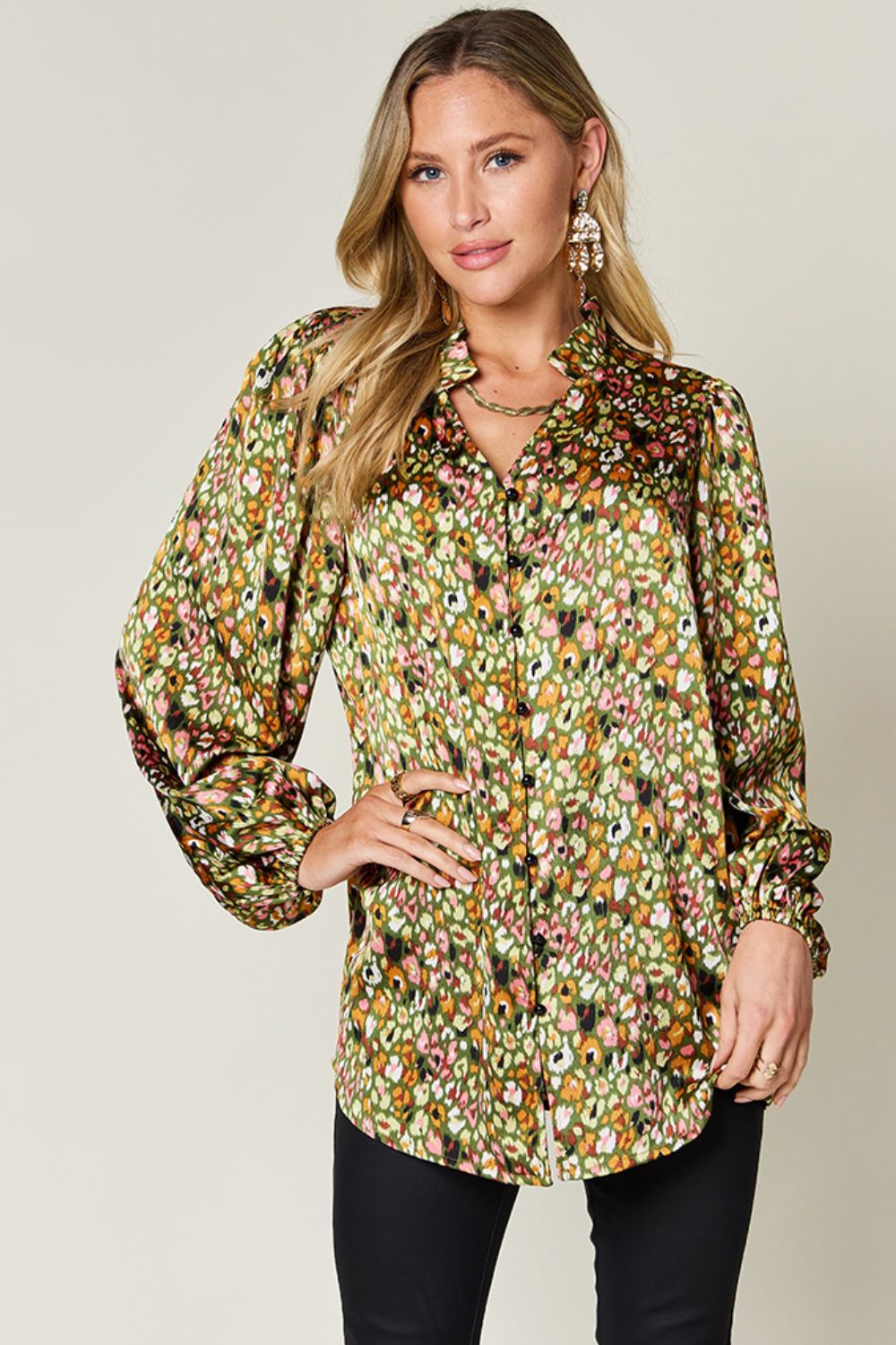 Opaque Printed Long Sleeve Top