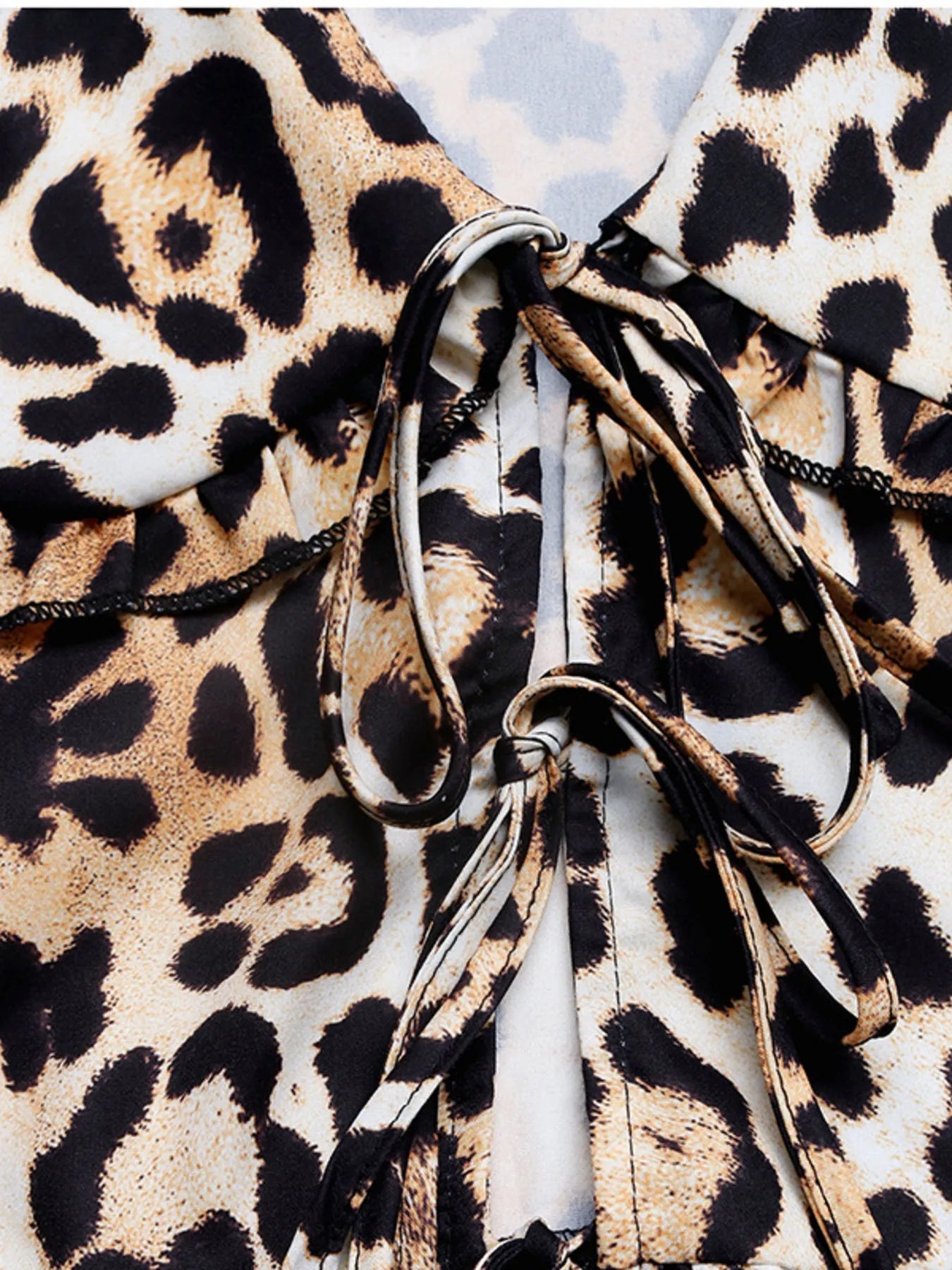 Leopard Print Tie Front Blouse