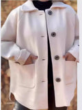 Full Size Button-Front Raglan Sleeve Coat Plus Size