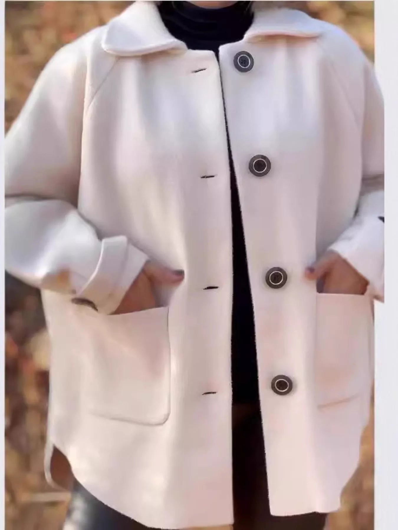 Full Size Button-Front Raglan Sleeve Coat Plus Size