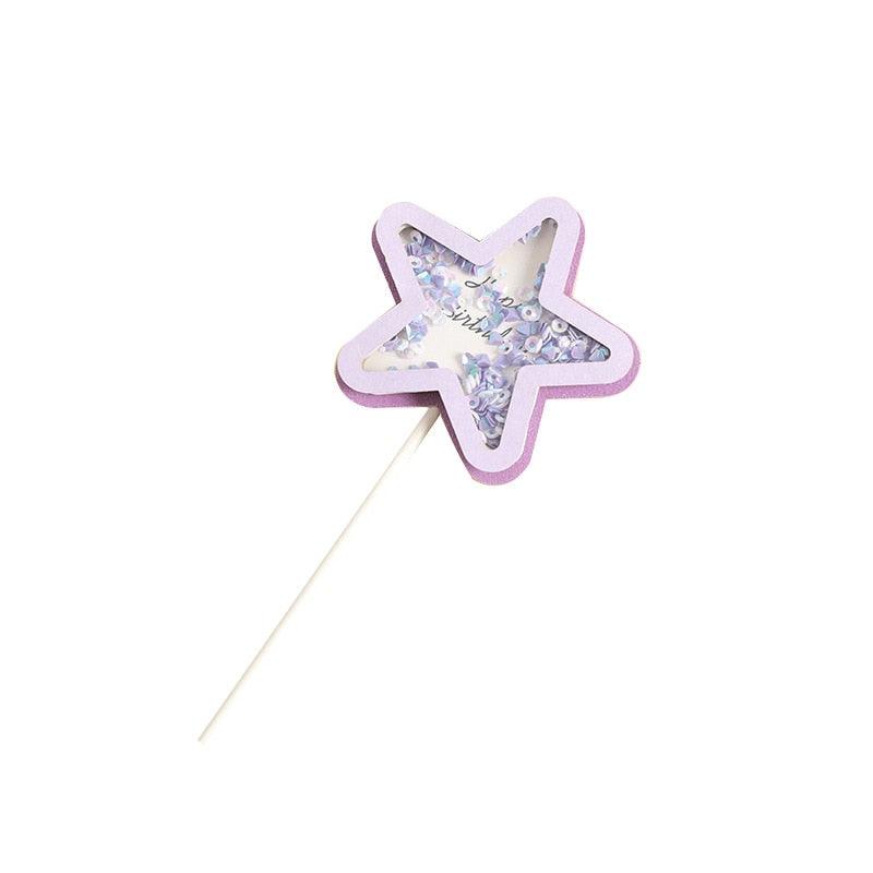 3PCS Love Happy Birthday Cake Toppers Star Cupcake Toppers Cake Decorations Glitter Star Cupcake Picks White Cloud Toothpicks for Baby Shower Stars Cupcake Topper Flags For Wedding Kids Birthday Party Supplies Cake Decoration