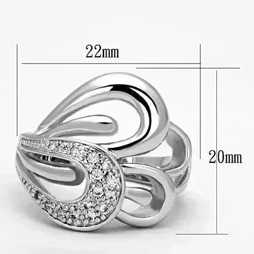 3W325 Rhodium Brass Ring – AAA Clear CZ Solitaire (Dainty Sparkle)