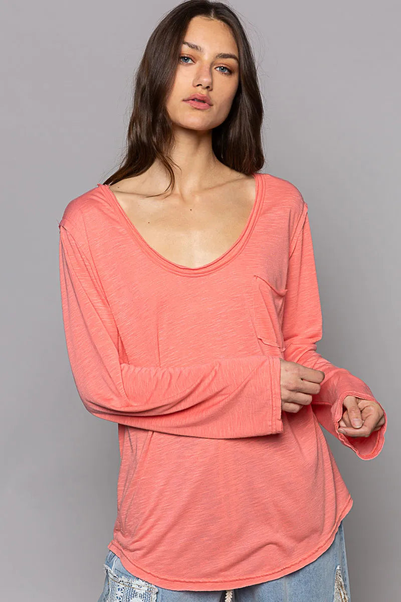 POL Chest Pocket Long Sleeve T-Shirt