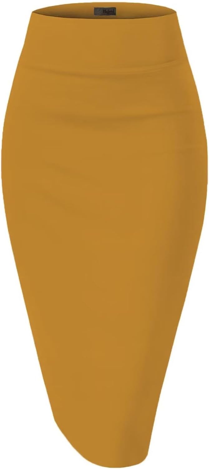 Women's High Waist Pencil Skirt - Premium Stretch Ponte Business Professional Below Knee