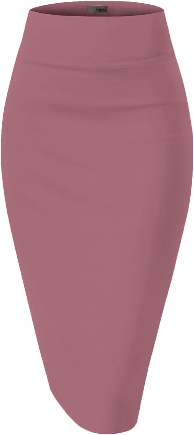 Women's High Waist Pencil Skirt - Premium Stretch Ponte Business Professional Below Knee