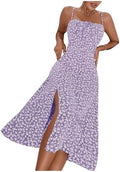 Sundresses - Floerns Women's Summer Split Thigh Spaghetti Strap Cami Midi Floral Dress