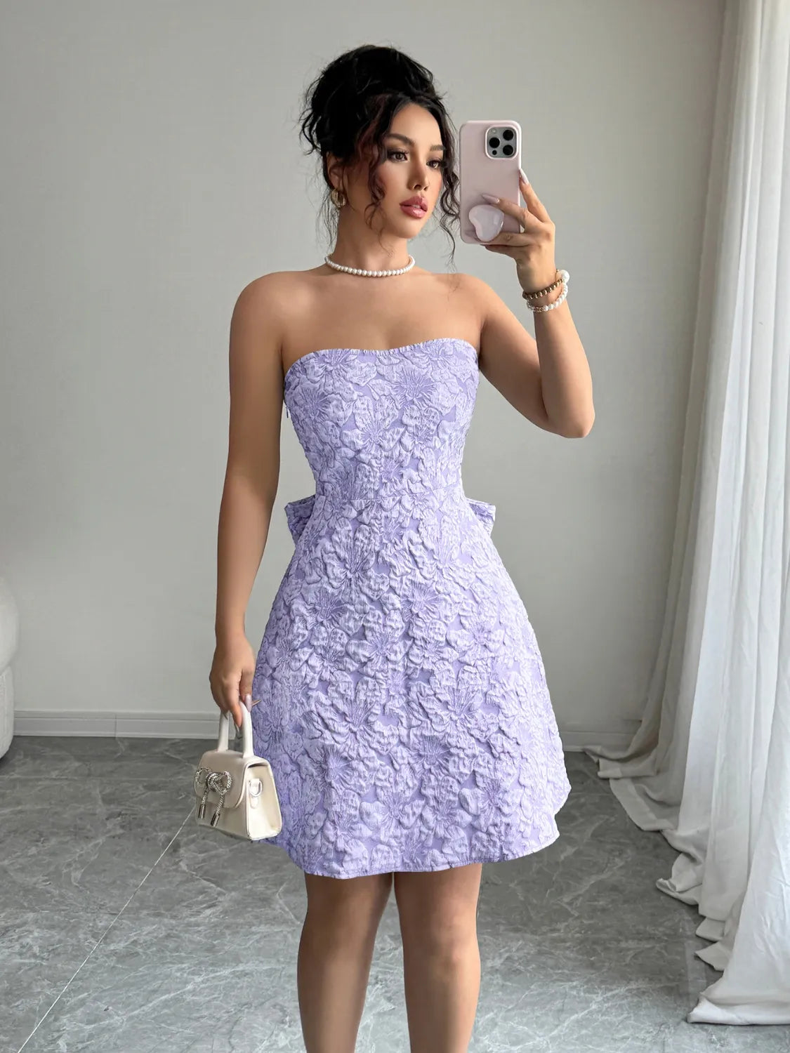 Bow Back Tube Mini Dress