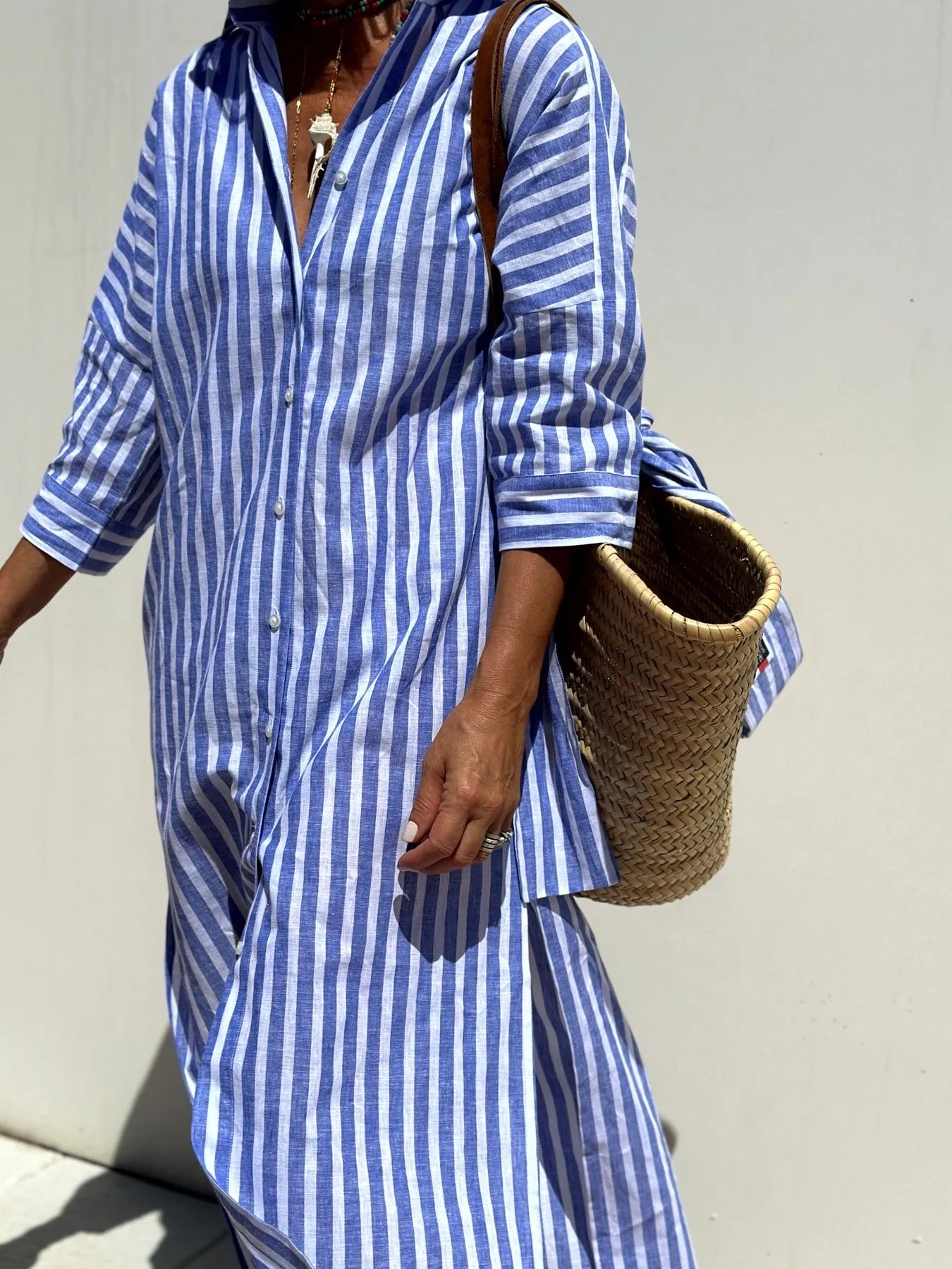 Striped Long Sleeve Shirt Dress
