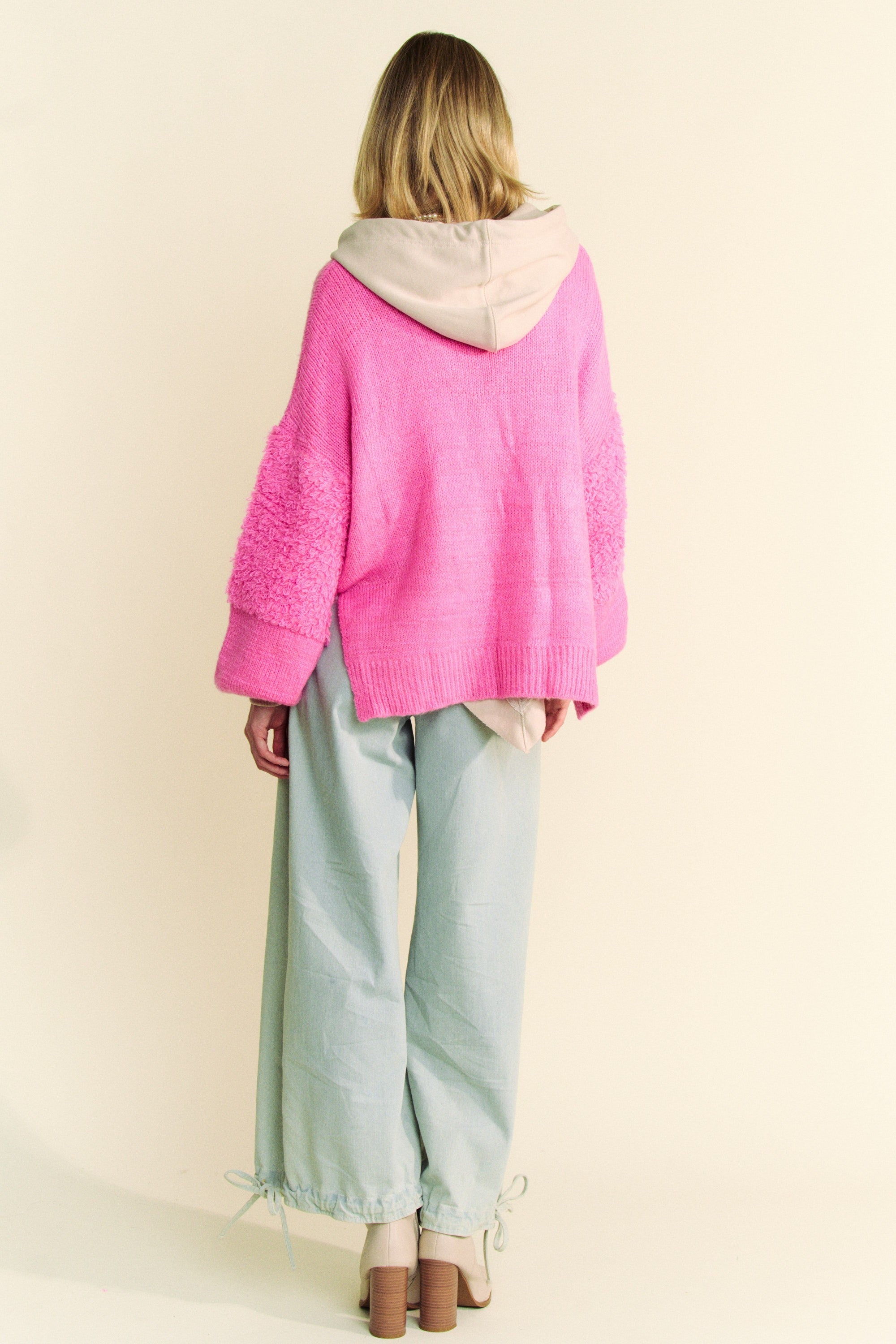Back To School Sweater - Davi & Dani Side Slit Open Front Long Sleeve Cardigan