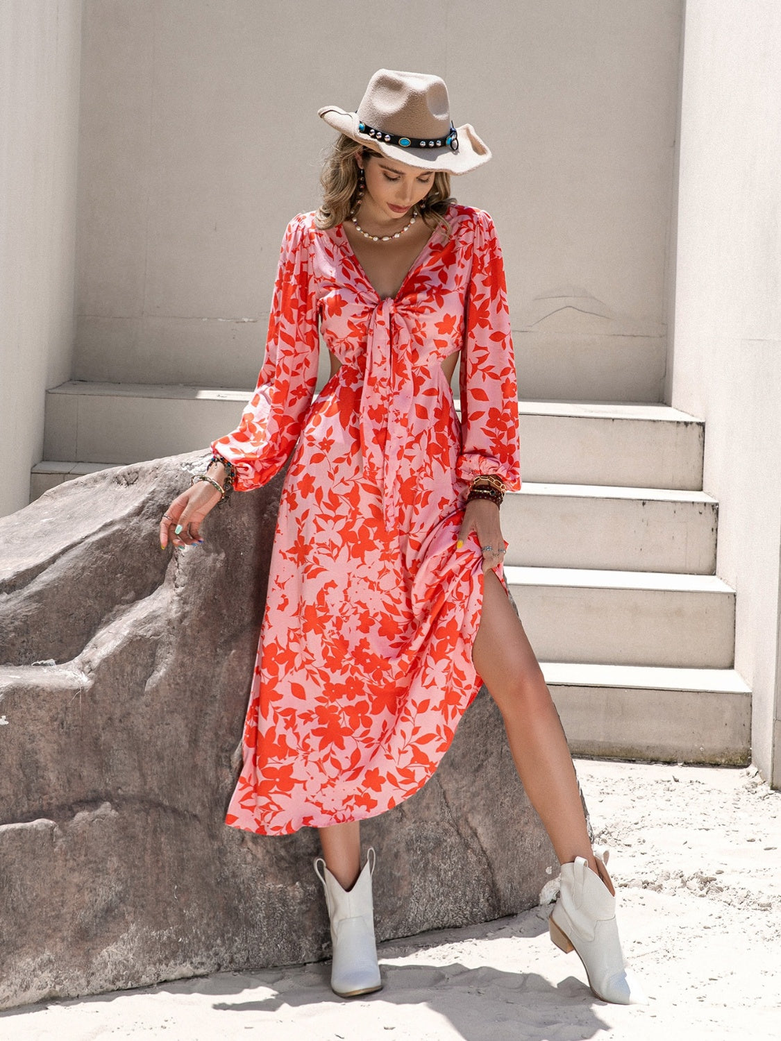Long Sleeve Cutout Midi Dress
