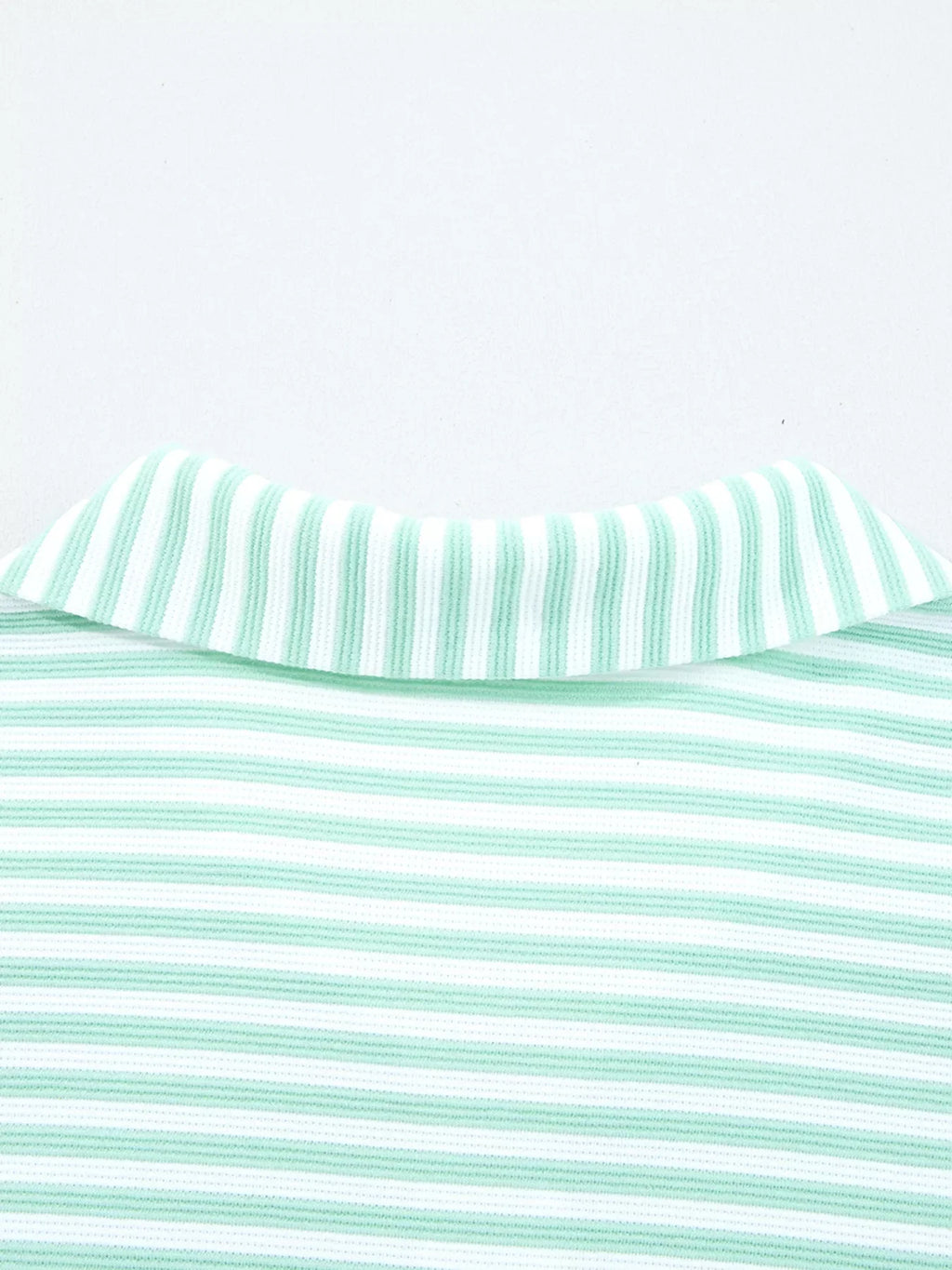 Stripe Quarter Zip Collar Long Sleeve Top