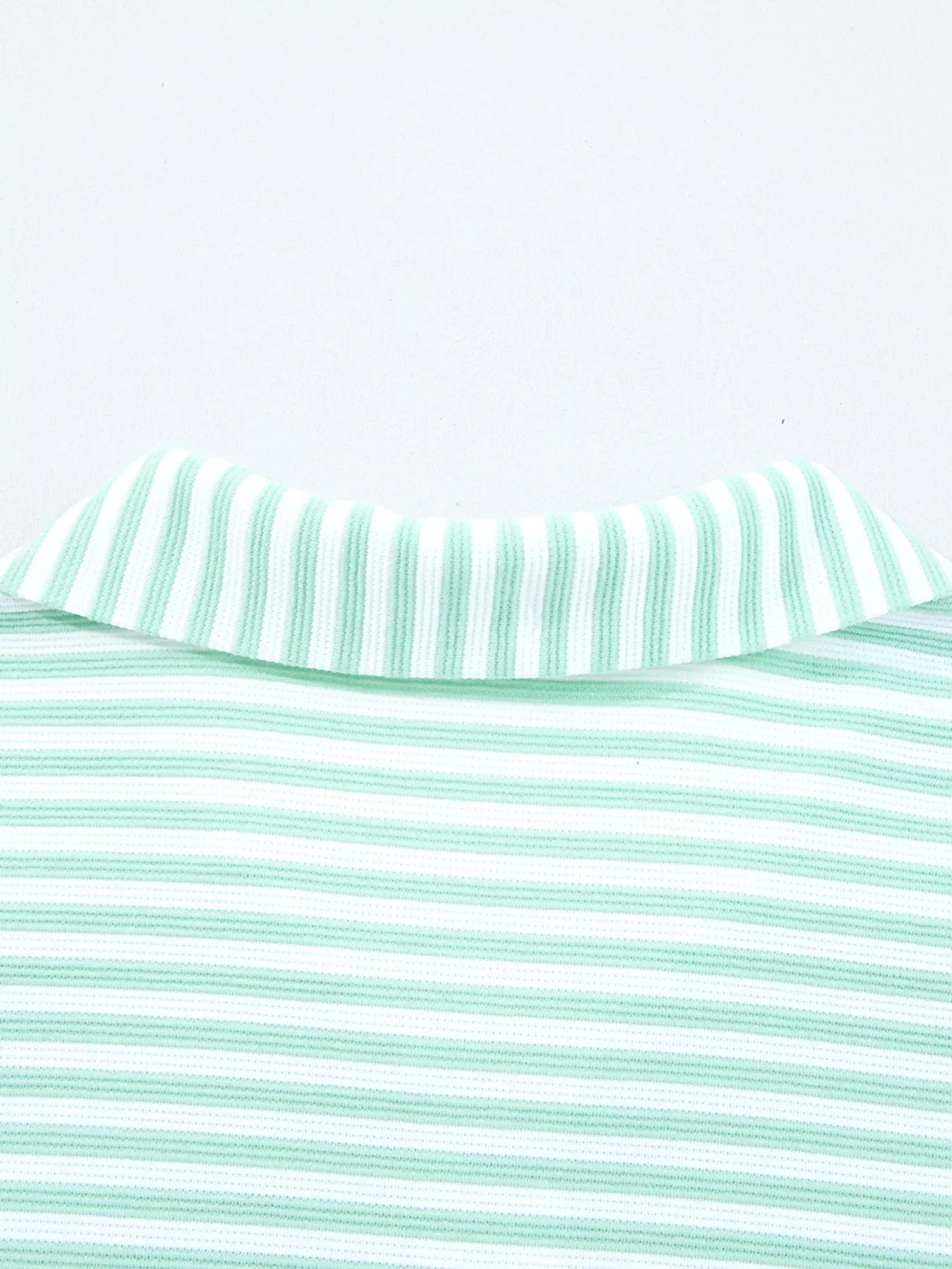 Stripe Quarter Zip Collar Long Sleeve Top