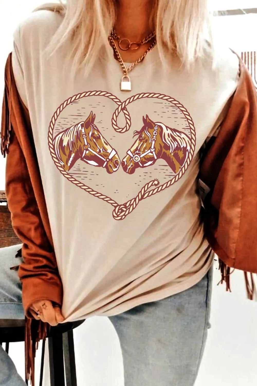 Rodeo Horse Graphic Western Cowgirl T Shirt