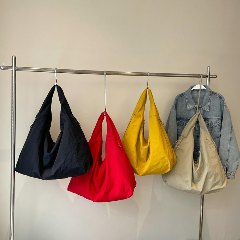 Women Slouchy Hobo Bag - Large Nylon Shoulder Crossbody Tote Handbag