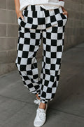 Checkered Joggers Women - Checkered Elastic Waist Joggers