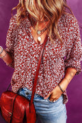 Printed Tie Neck Ballon Sleeve Blouse