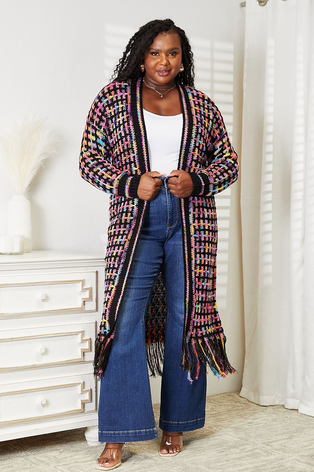 Boho Rainbow Fringe Cardigan