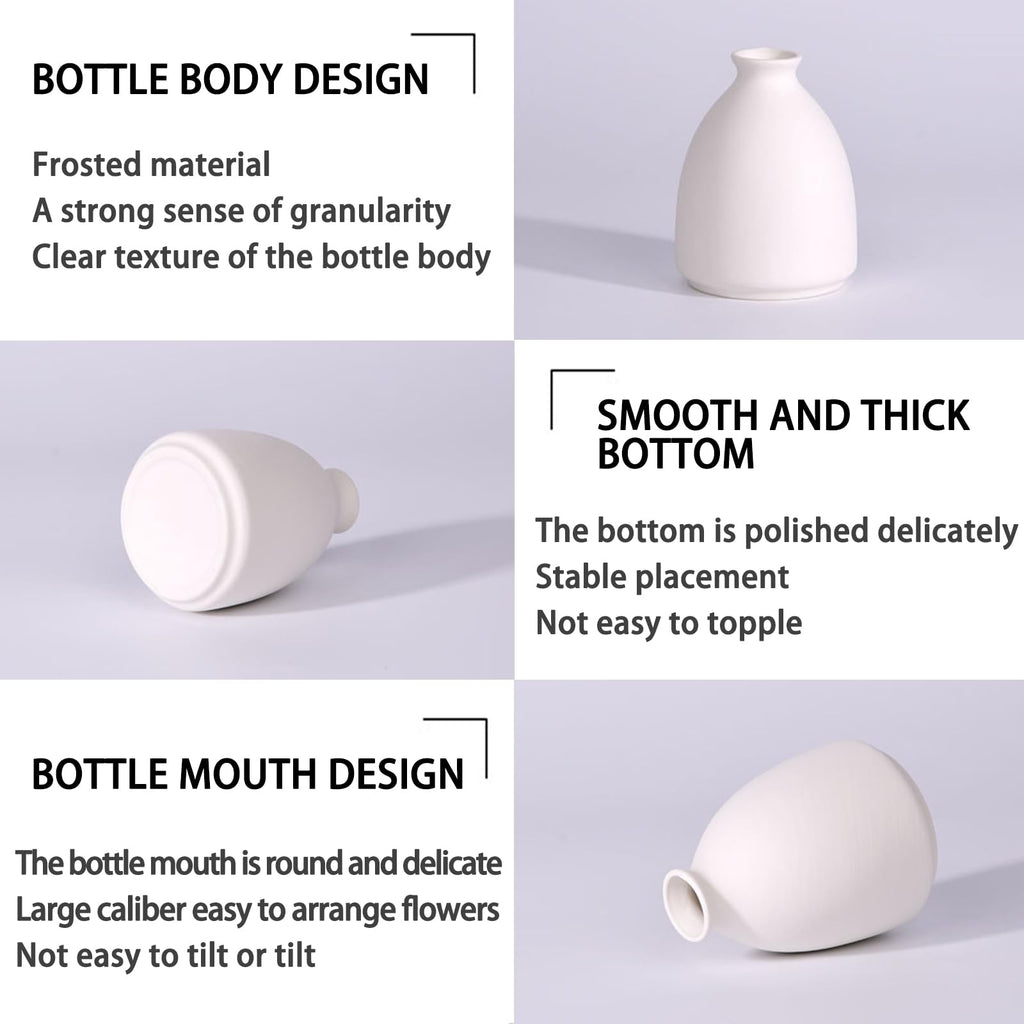 White Ceramic Bud Vases Set of 10 - 5 Inch Small Mini Vases for Flowers Centerpieces Decor