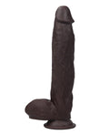 Get Lucky 12" Real Skin Dildo - Dark Brown