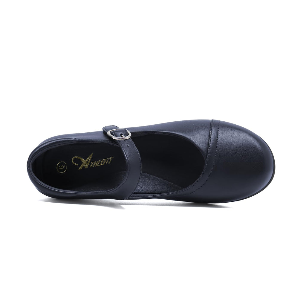 Mary Jane Flats for Women - Comfortable Round Toe Ballet Flats with Buckle Strap Work Shoes