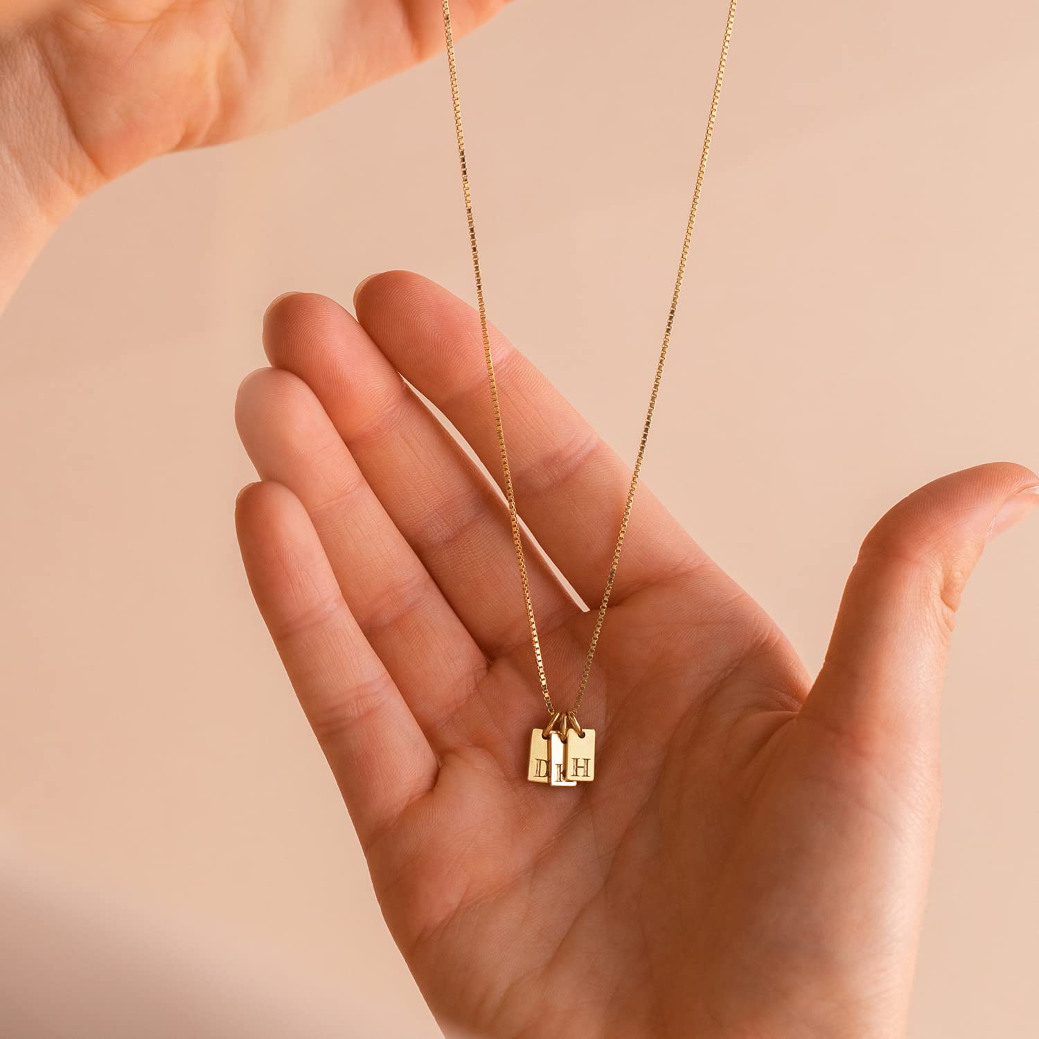 14K Gold Plated Initial Letter Necklace - Personalized Dainty Name Pendant