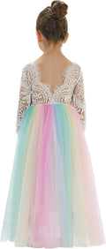 Girls Tulle Flower Girl Dress - Lace Back A-Line Party Dress