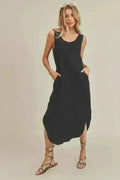 Aemi + Co Cotton Midi Dress – Pockets & Breathable Comfort
