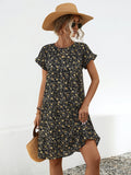 Floral Round Neck Short Sleeve Dress Elegant & Effortless Everyday Style Women Dress