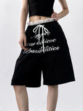Drawstring Letter Shorts