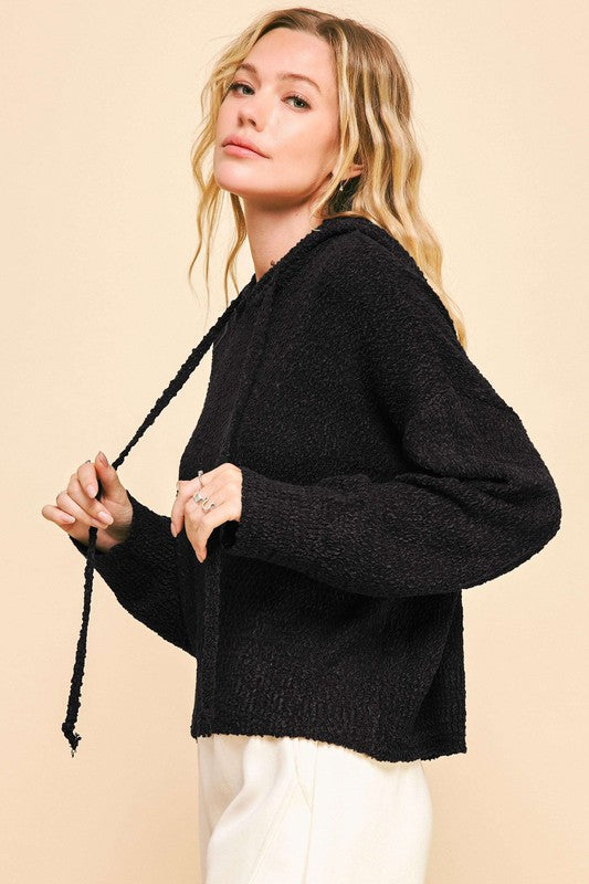 Back To School Sweater - Davi & Dani Drop Shoulder Long Sleeve Hooded Sweater
