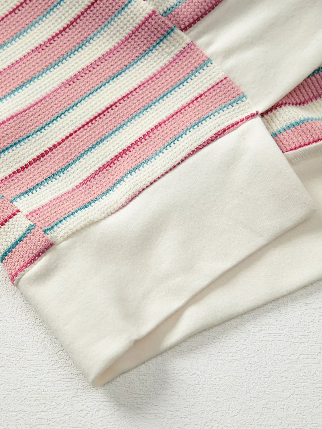 Stripe Stitched Detail Color Block Patchwork Oversized Top