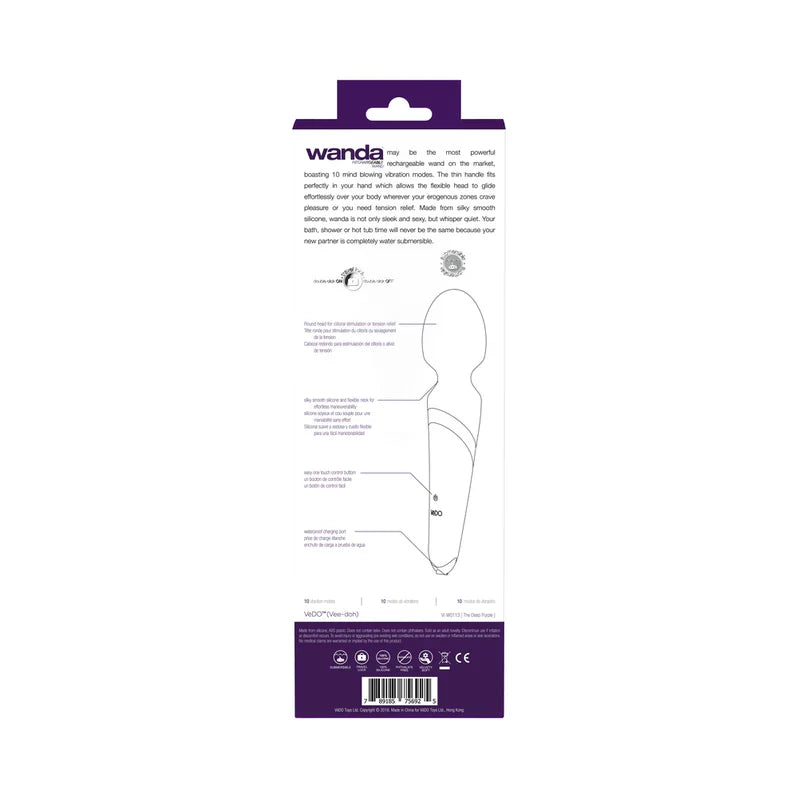 VeDO Wanda Rechargeable Wand Vibrator Deep Purple