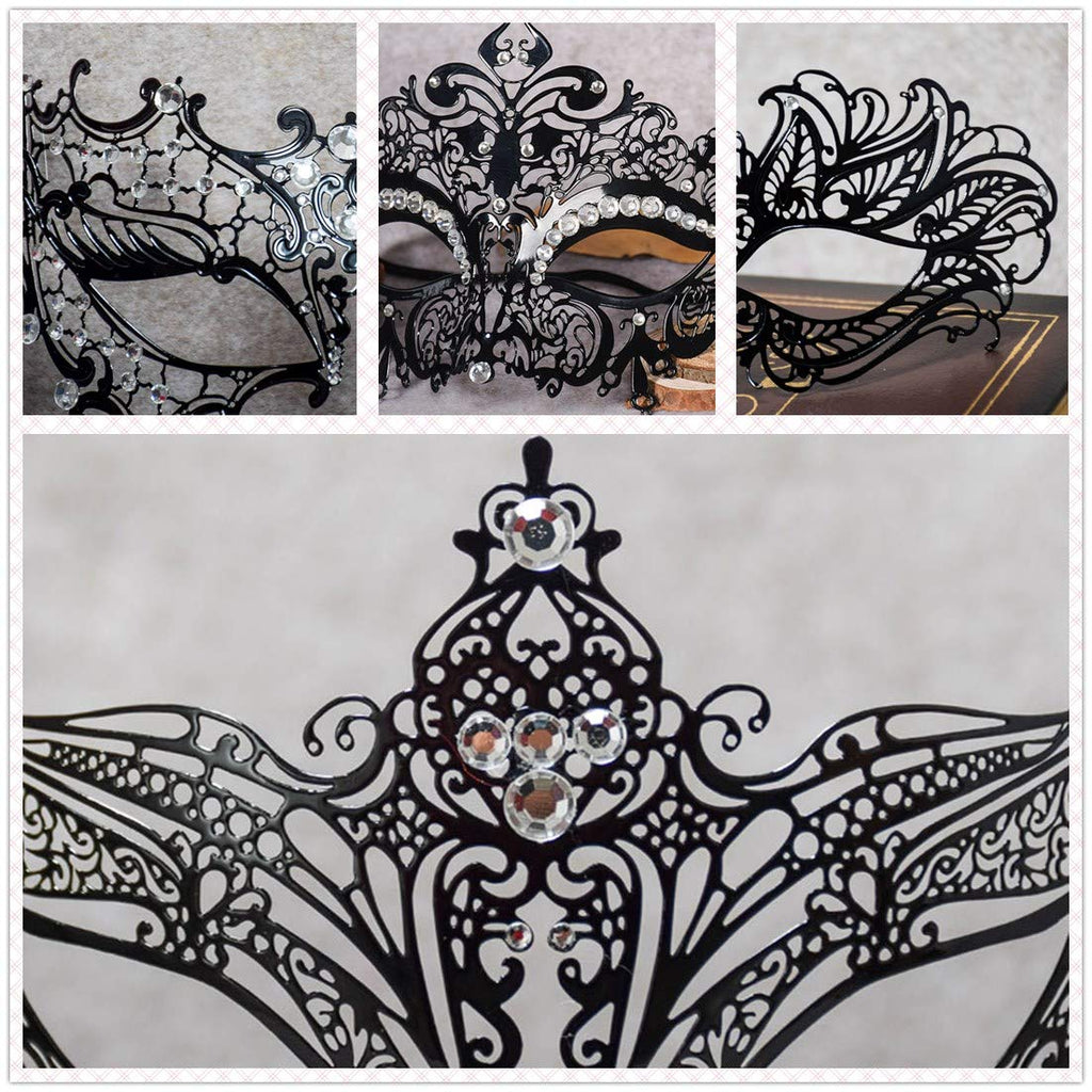 Rhinestone Metal Masquerade Mask for Women - Venetian Party Mask - Elegant Prom Ball Costume Accessory