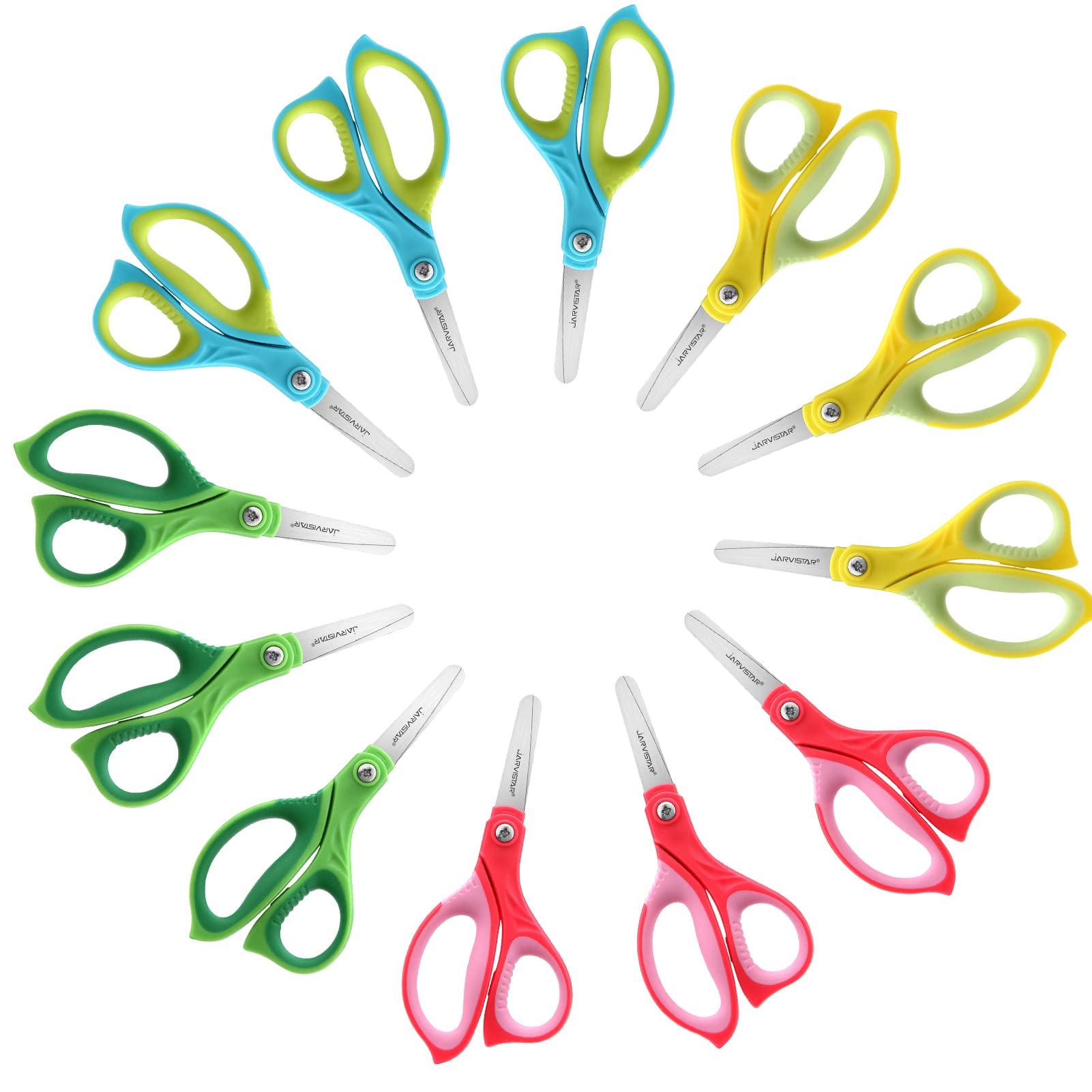Kids Safety Scissors 4 Pack - 5.5 Inch Blunt Tip School Scissors with Cover for Children Ages 4+
